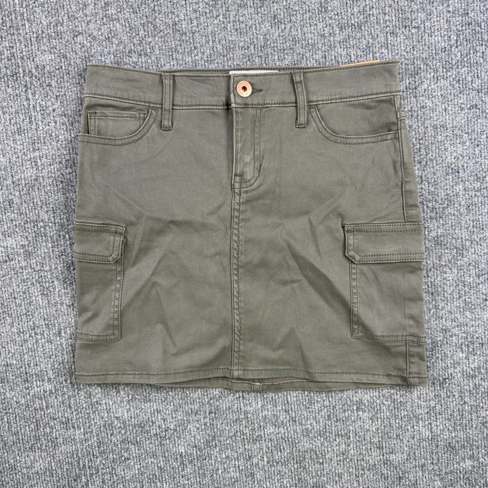 Abercrombie Kids Skirt Girls 11/12 Green Cargo Twill Pockets Zip Mini Summer